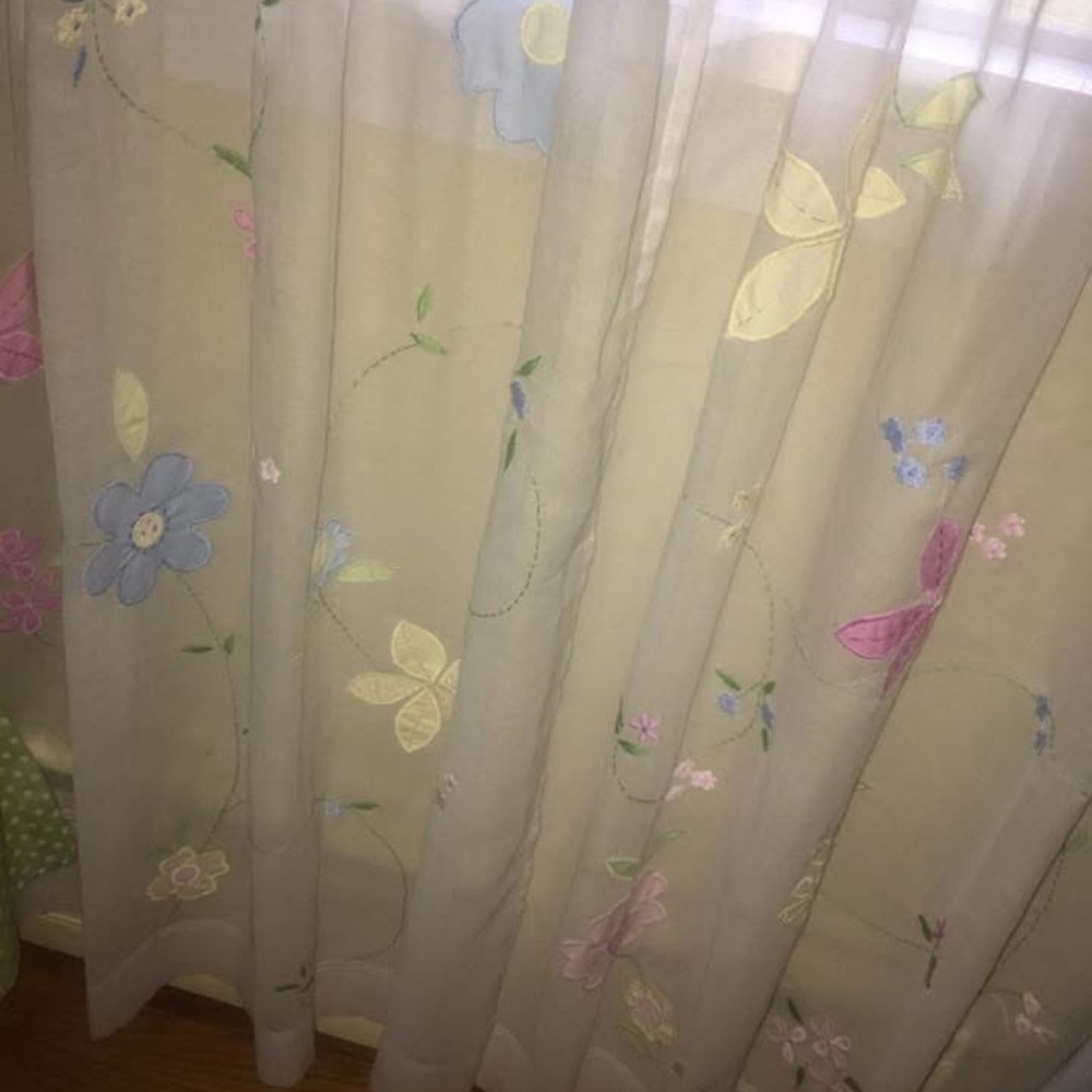 Pottery Barn Kids Floral Embroidered Sheer Curtains (4 panels)